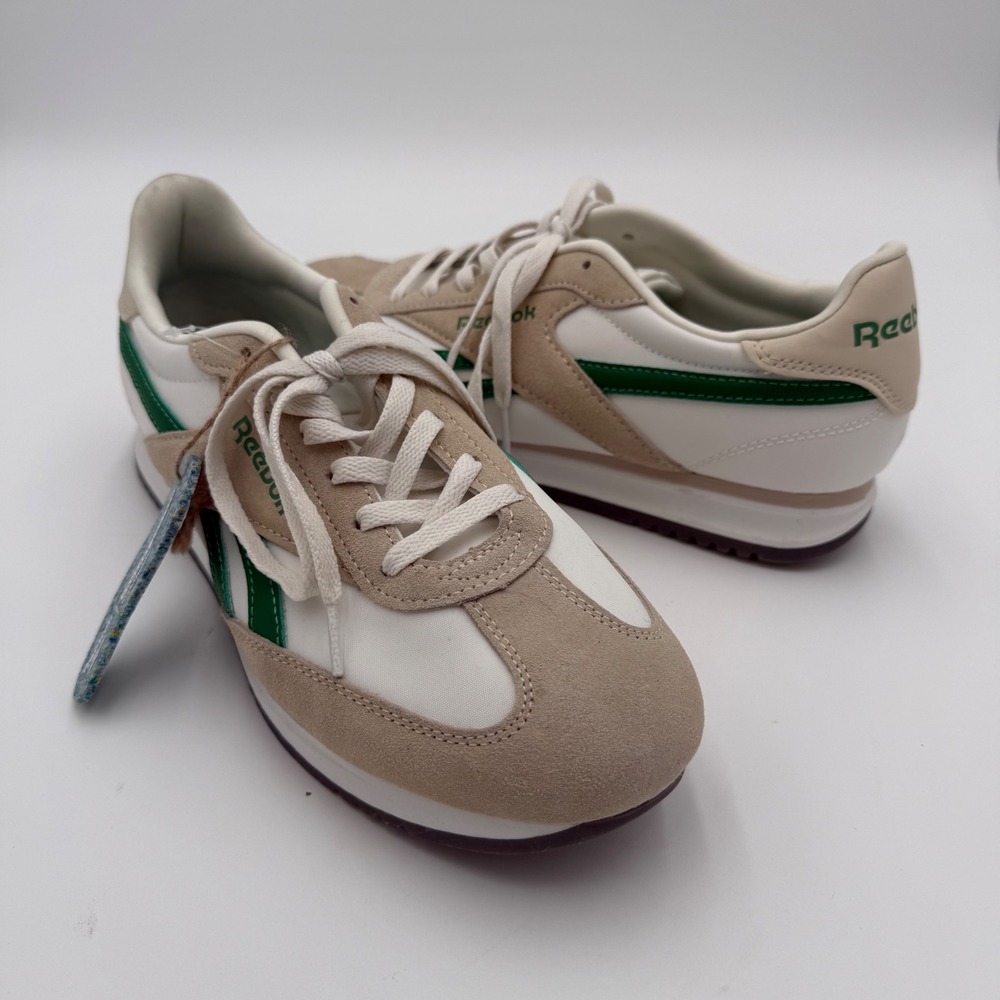 Reebok Men's Fiori Classic Lace Up Tennis Shoes Sneakers Green Tan‎ Size 10 NWT